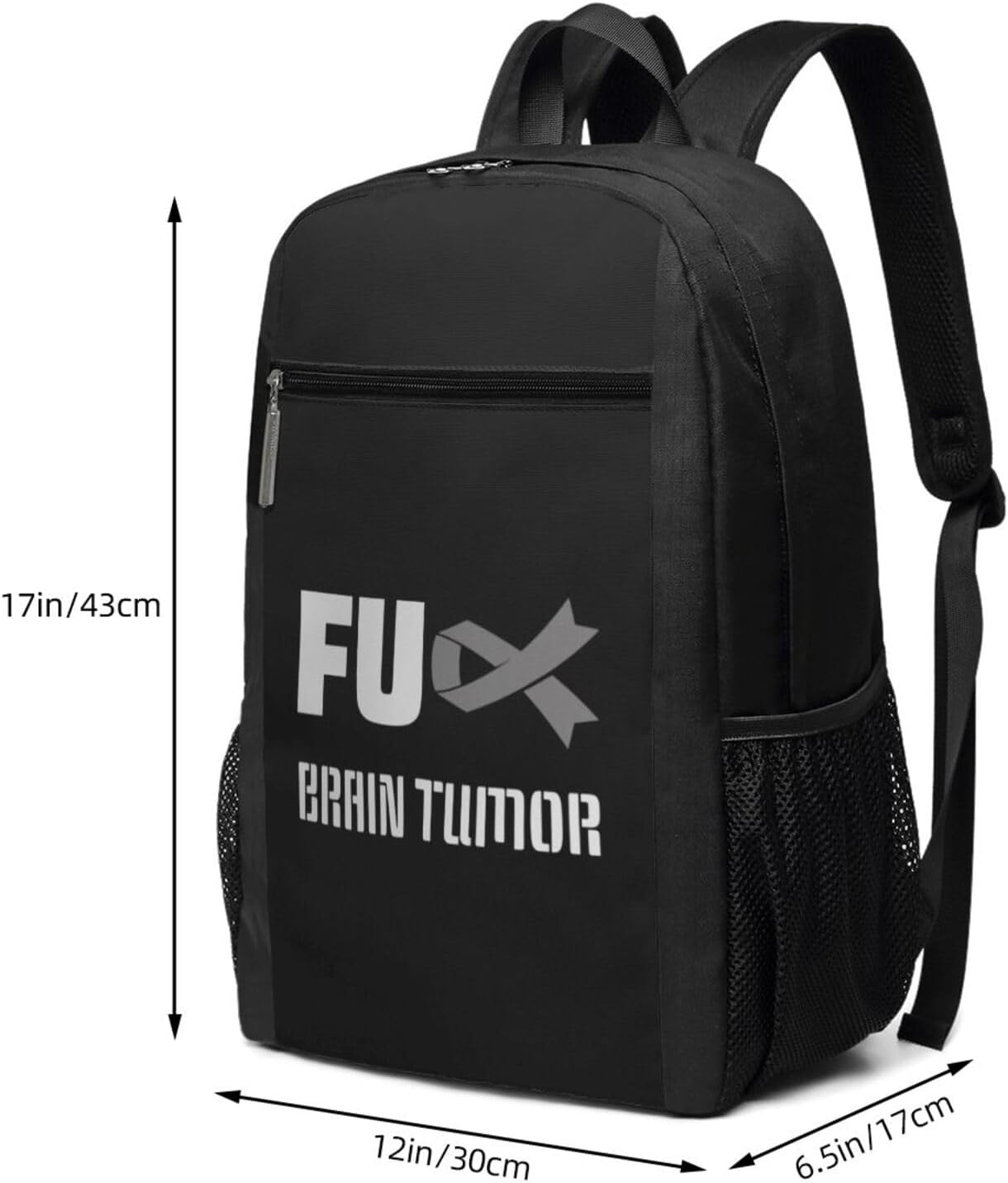 Fuck Brain Tumor Awareness Backpack College Funny Laptop Backpack for Men & Women Fits 17 Inch Notebook, Travel Anti Theft Slim Sturdy Laptops Backpacks, Gift image 3