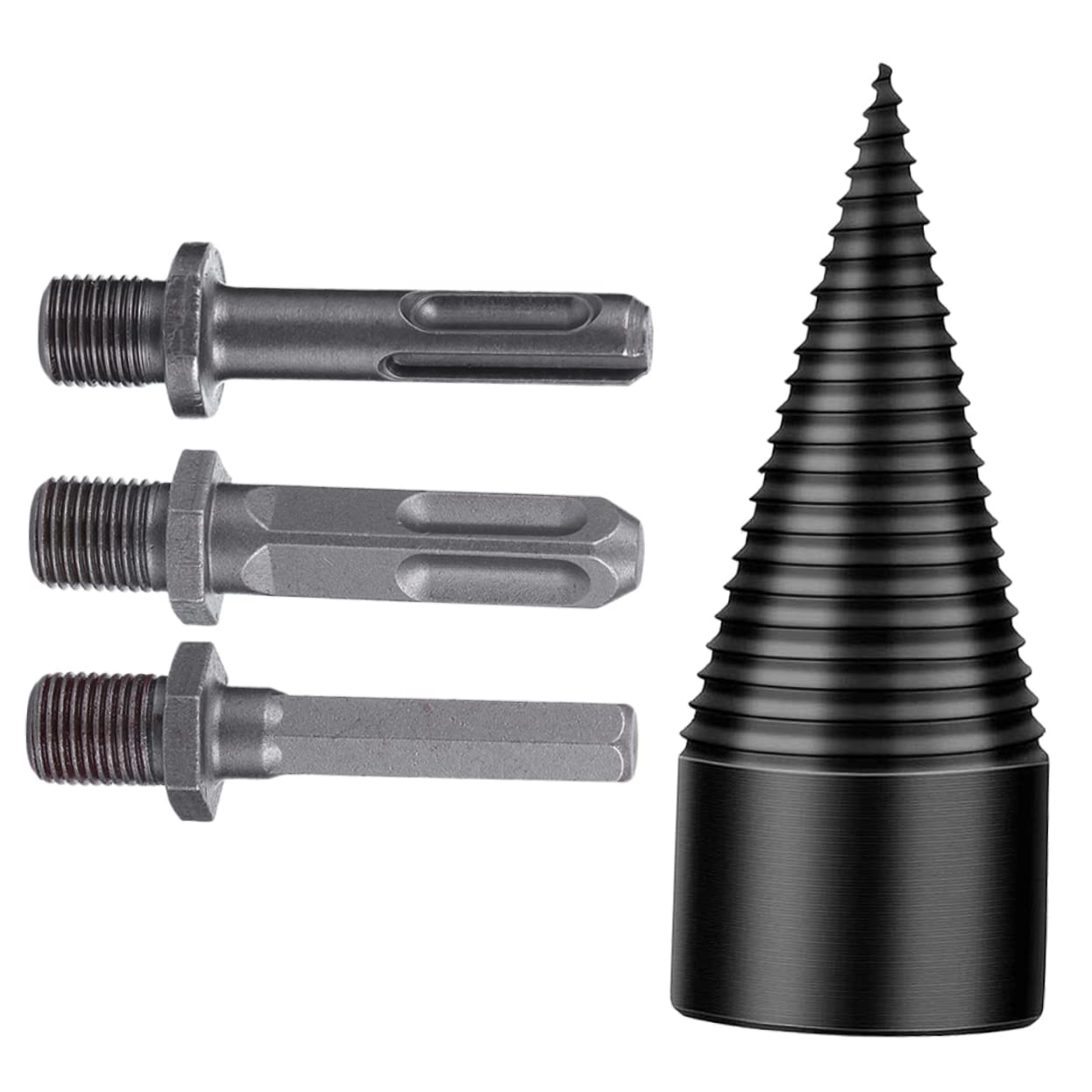 Punta per Spaccare Legna da Ardere in Acciaio, 50mm, Scanalatura Antiscivolo, per Trapano, per Legno Tenero e Hickory