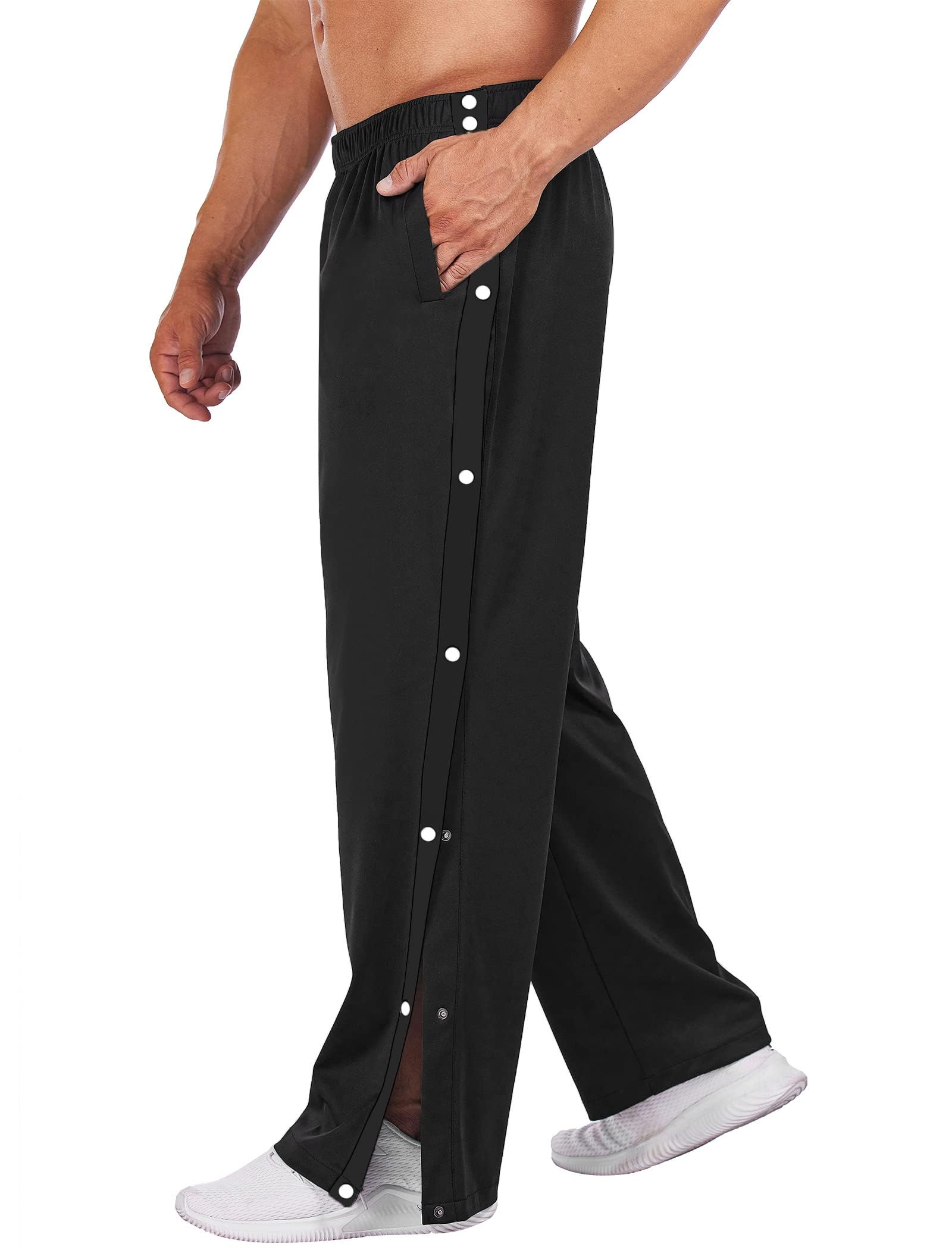 Deyeek Pantaloni da Jogging, Pantaloni da Riabilitazione da Uomo con abbottonatura Laterale per Aprire i Pantaloni da Allenamento, Pantaloni Sportivi postoperatori