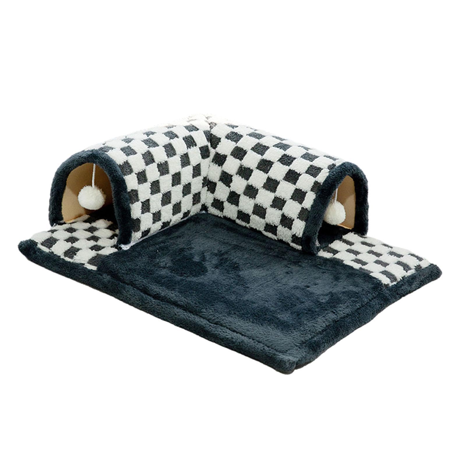 Tunnel de Jeu pour Chat Mignon, Tapis de Jeu pour Chat, Tunnel de Jeu pour Furet, Tunnel de Jeu pour Lapin, Centre de Jeu Interactif D'intérieur, Noir L