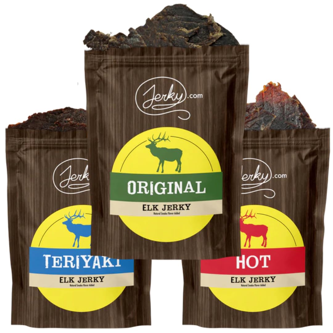 Jerky.com Exotic Wild Boar Jerky Sampler - Wild Game Meat Snacks, Exotic Snacks, High-Protein, All-Natural, No Added Preservatives - Healthy Snacks for Adults - 1.75 oz. (Pack of 3)