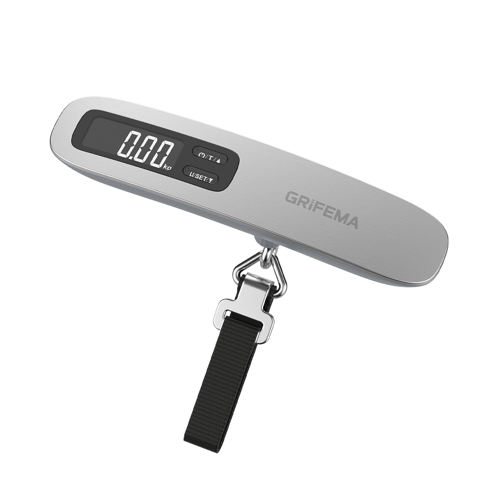 GRIFEMA GA2006 Báscula Maletas Viaje Portátil, Báscula de Equipaje con Pantalla LCD, 110 lb/50 kg, Plata
