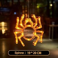 Yeeteesy Halloween Dekorációs Ablakfény - Tökök és Pókok Mintájú Meleg Fehér LED Világítás Beltérre és Kültérre, Elemes Működés, Bambusz Üve 5
