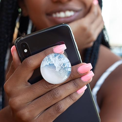 Miniatura 3 de WUYULB Soporte de agarre móvil plegable de cristal transparente para teléfonos inteligentes y tabletas, accesorio de teléfono celular (onda blanca)