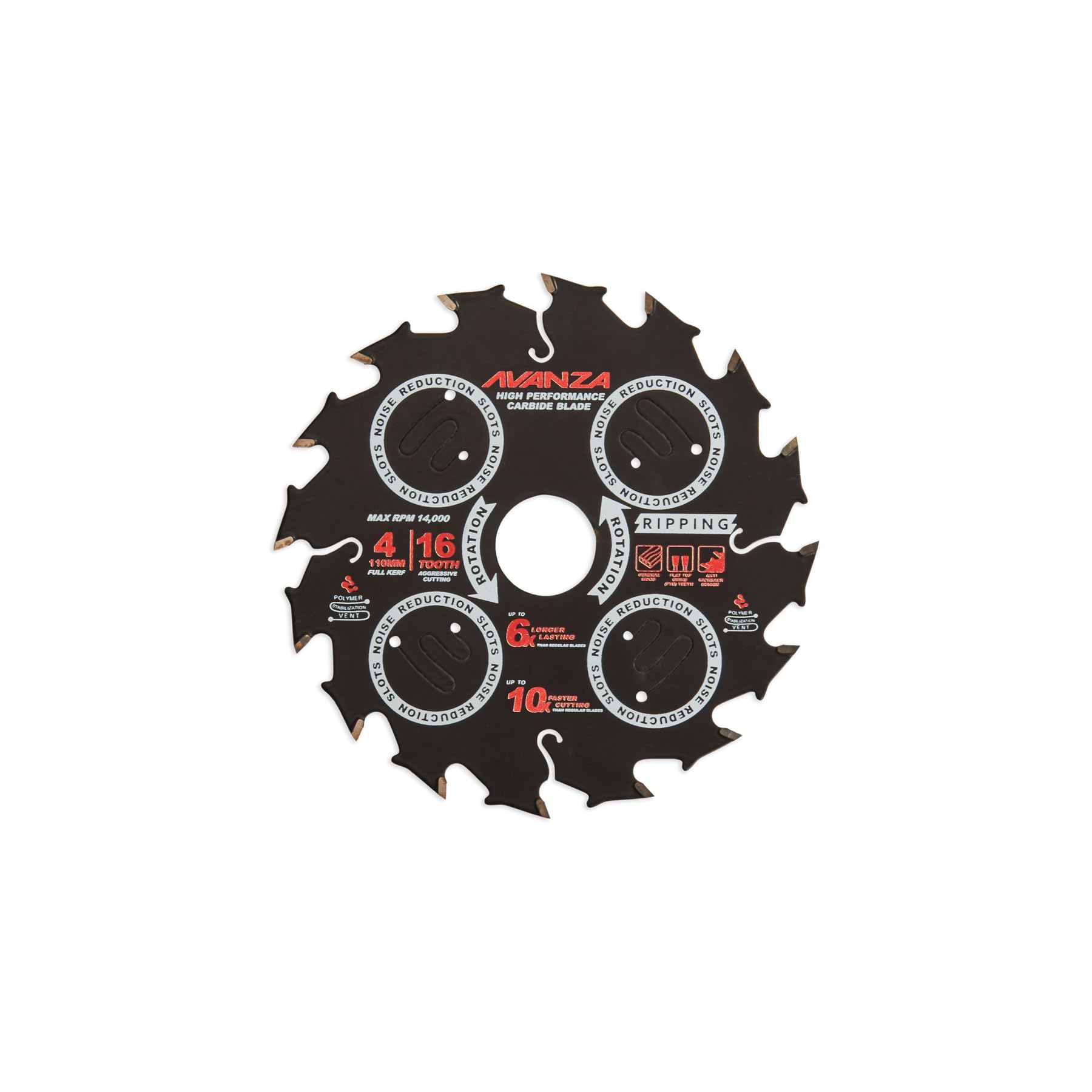 Avanza Full-Kerf TCT Saw Blade 4 X 16. Best suited for ripping woods and framing purposes. SUPER FAST! DuraShield™ coated and Anti-Vibration Technology in-built.