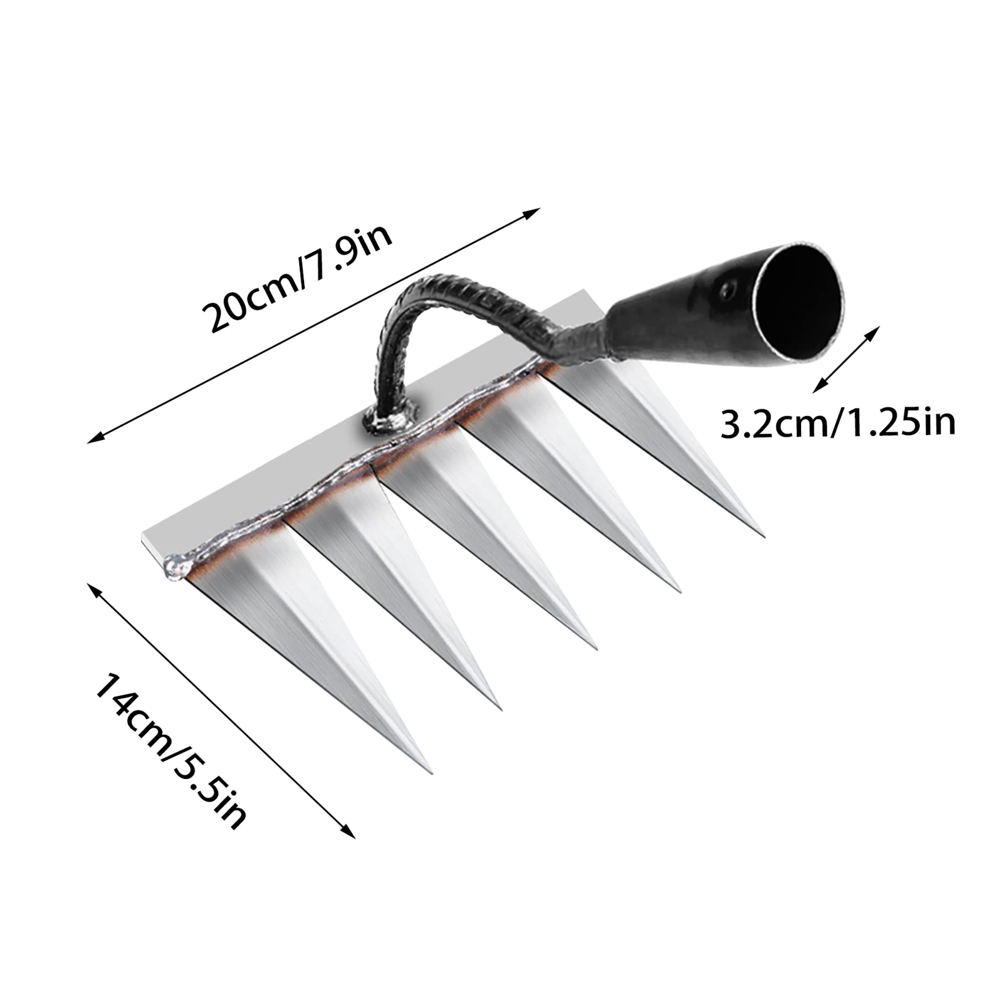 Eisenrechen Mit 7 Zähnen – Robuste Gartenharke Zum Jäten, Bodenlockern & Nivellieren, Inkl. Handschuh