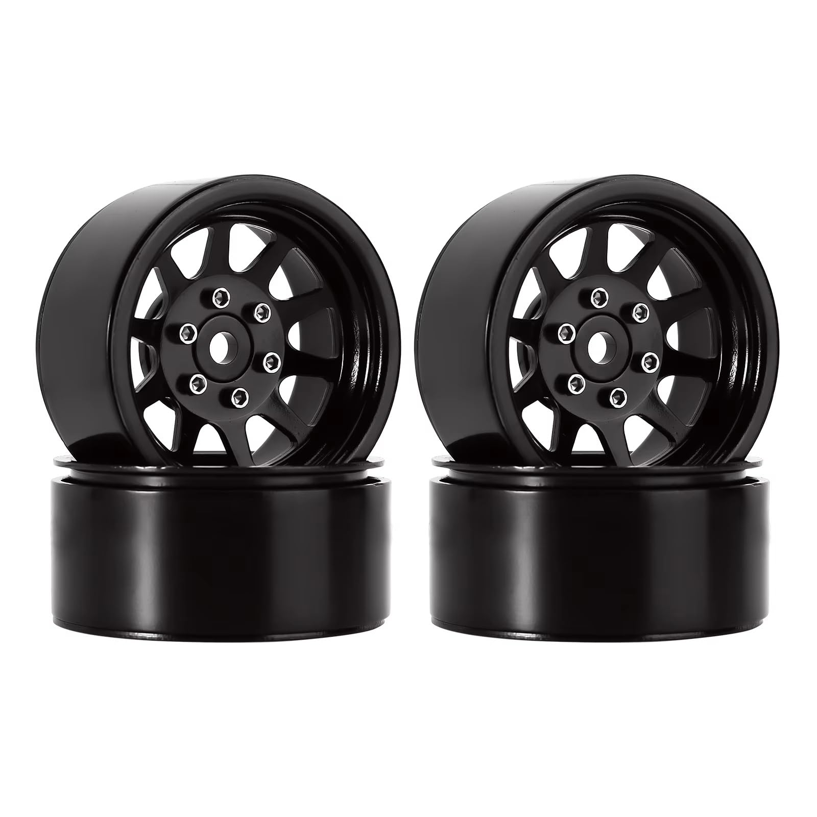 Piezas Coche RC para Axial para SCX10 AXI03007 90046 para TRX4 para Redcat GEN8 W1909 1:10 4 Uds RC Crawler Aleación De Metal 1,9 Llantas De Rueda Beadlock(Black)