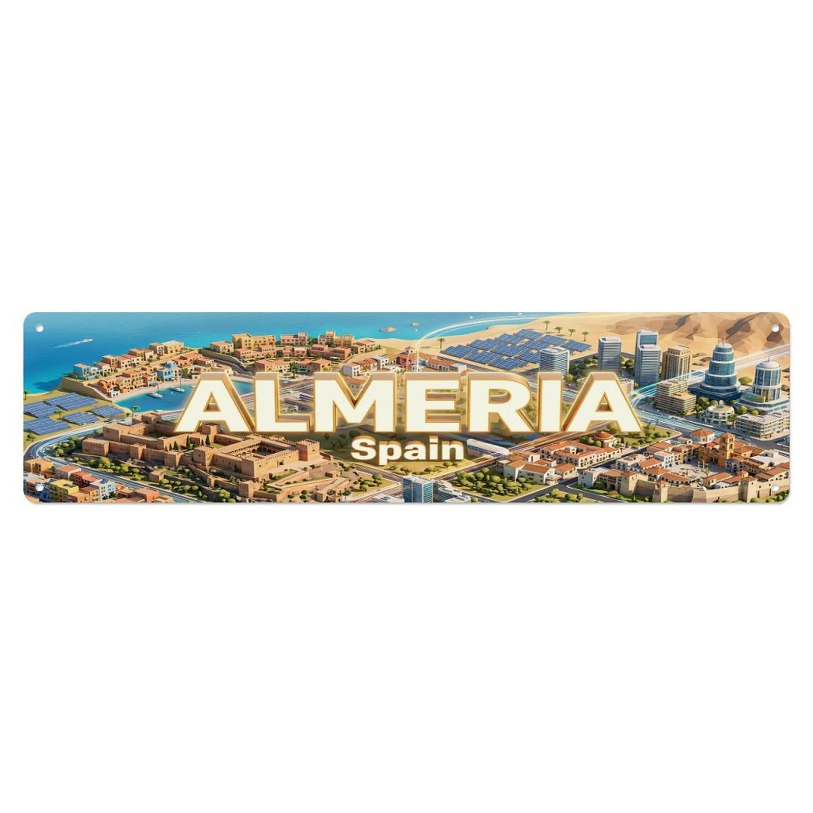 Contemporary Isometric Spain Almeria Metal Tin Sign