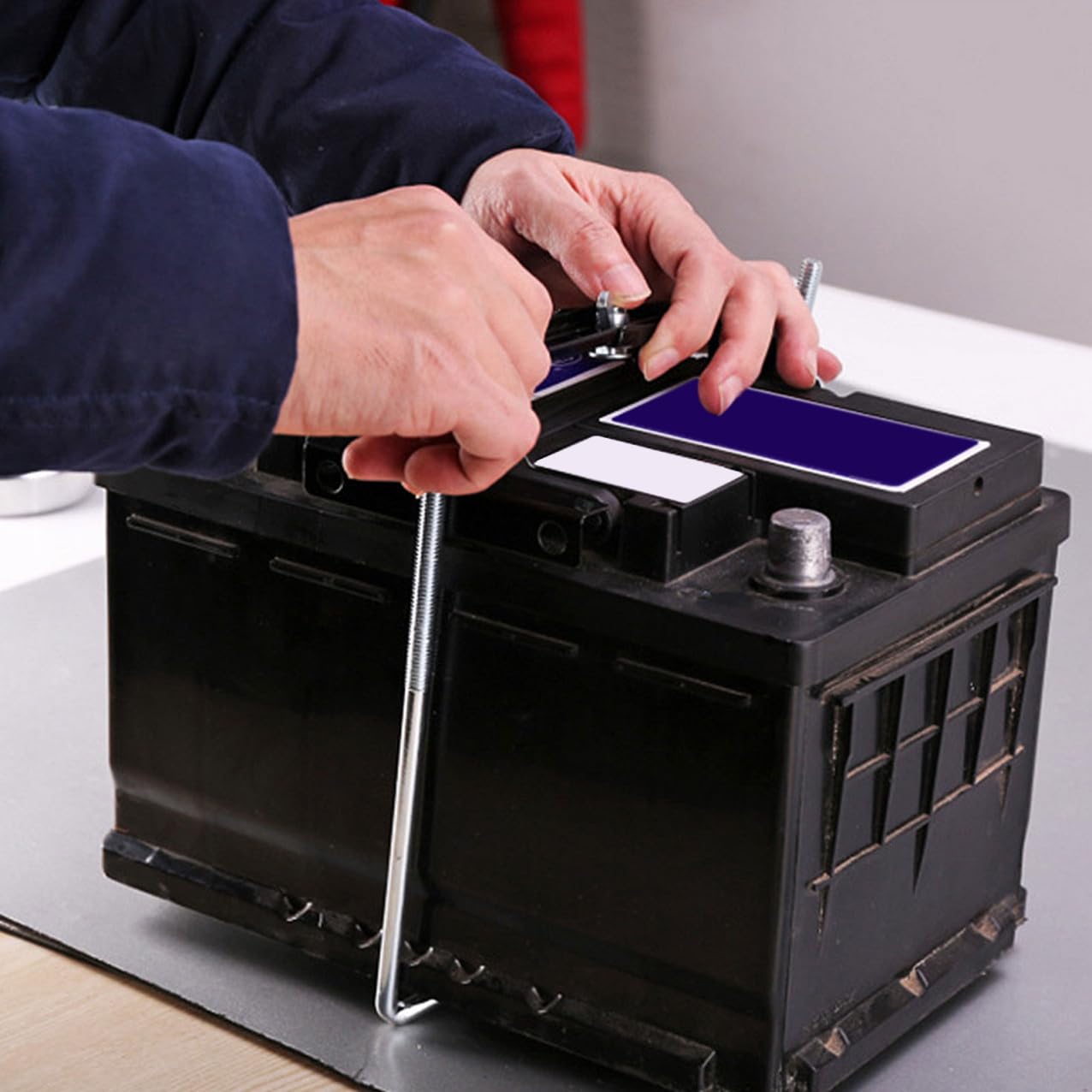 Noir Support de Batterie de Voiture 1 Set en Fer