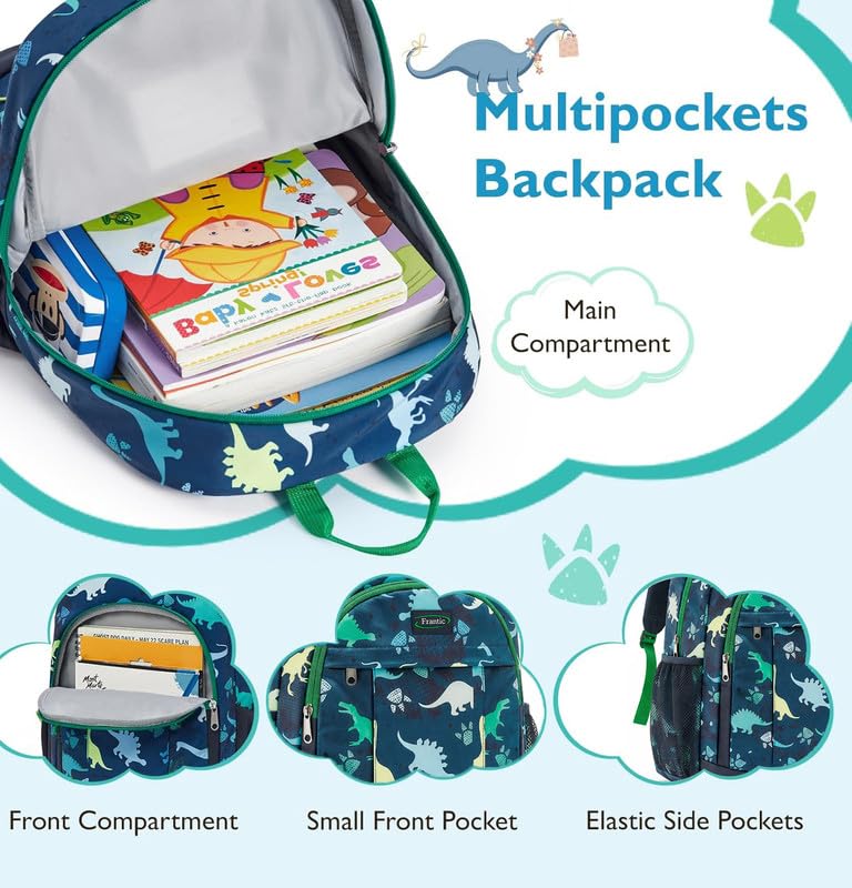 Image of Frantic Waterproof Polyester 35 L School Backpack With Pencil /Staionery Pouch School Bag Class 1 to 8 Daypack Picnic Bag For School Going Boys & Girls(RR Blue Dino Safari)