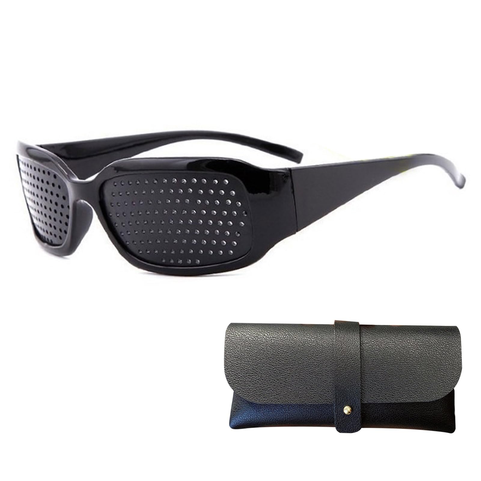 Hiborth Vision Correction Glasses, Pinhole Glasses for Improving Vision, Distance & Myopia Support Eye Protection Exercise Eyewear (B)