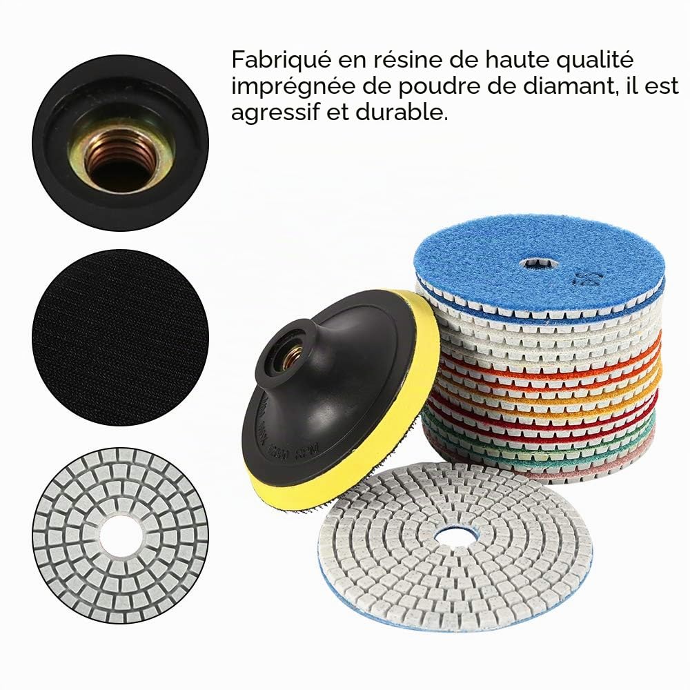 Diamant disques de polissage,Humide/Sec ,4 pouces Diamant Polishing Tampon abrasif pour granit marbre béton sol pierre Pour Meule d'angle