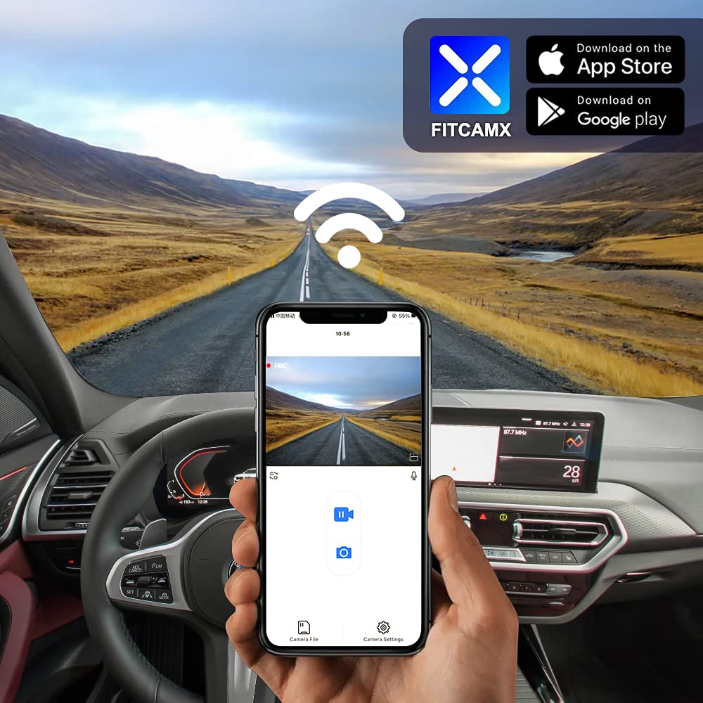 Fitcamx Dashcam Cámara Coche 2160P+1080P Adecuado para BMW X3 X3 M (HD2-6153) 2018-2024 M40i Sdrive Xdrive30i 30e (G01), OEM Dashcam 4K UHD Video WiFi, Sensor G, Grabación en Bucle, WDR, Tarjeta 128GB