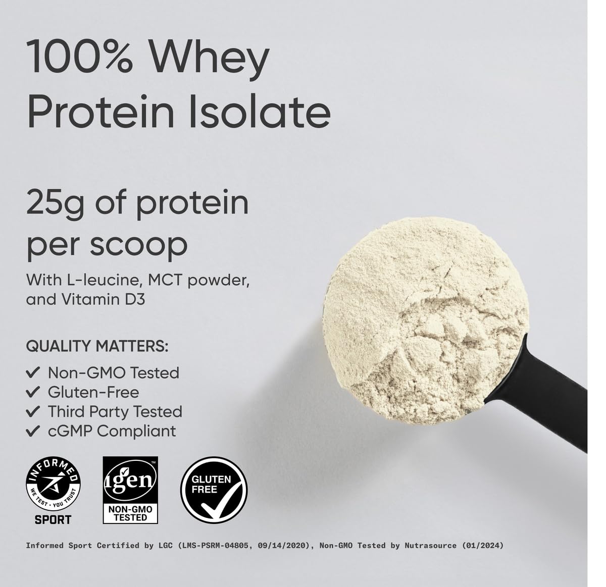 Sports Research Whey Protein - Sports Nutrition Whey Isolate Protein Powder for Lean Muscle Building & Workout Recovery - 5 lb Bag Bulk Protein Powder - Creamy Vanilla, 63 Servings