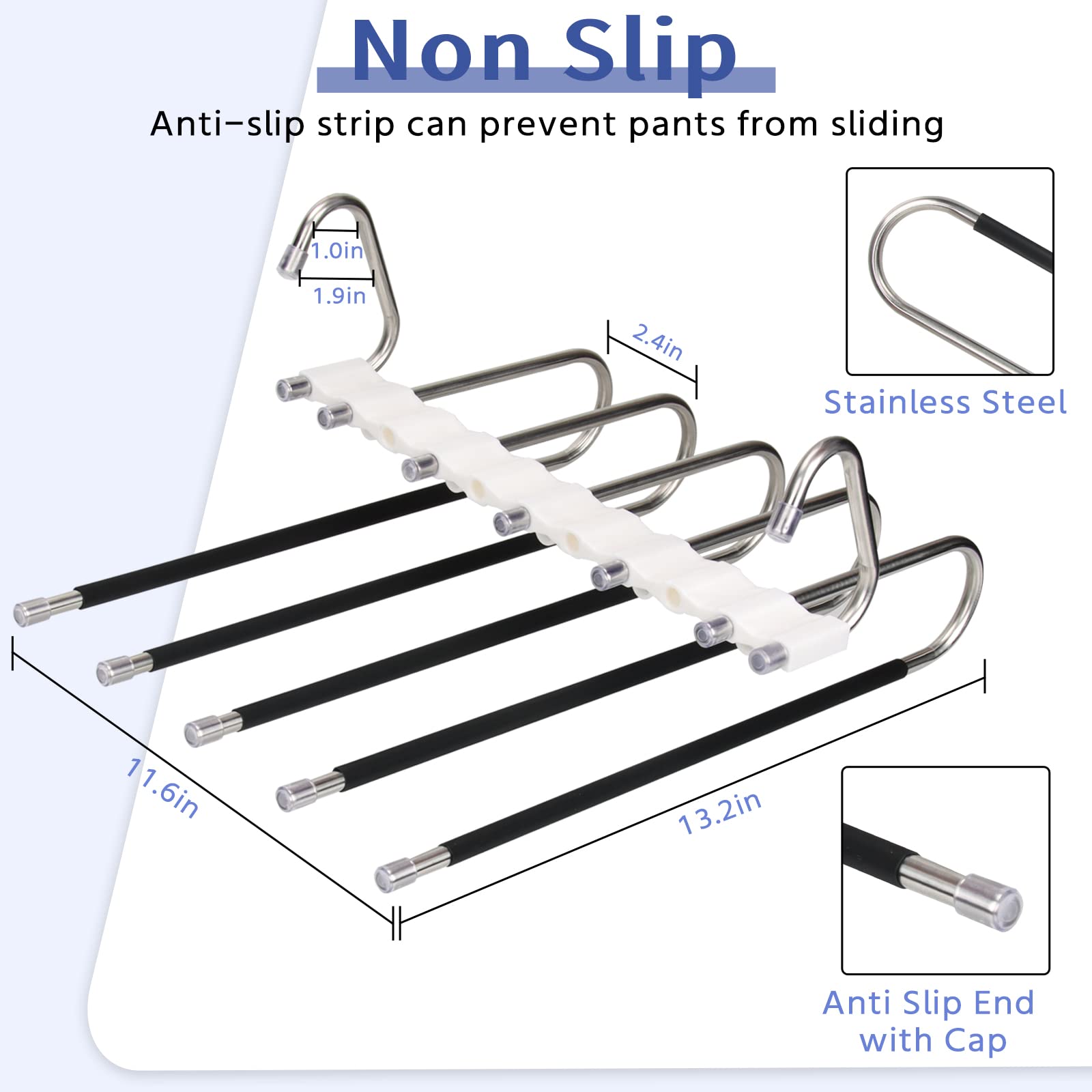 4 Perchas Ahorraespacio Para Pantalones - De Acero Inoxidable Y ABS, Organizador De Armario