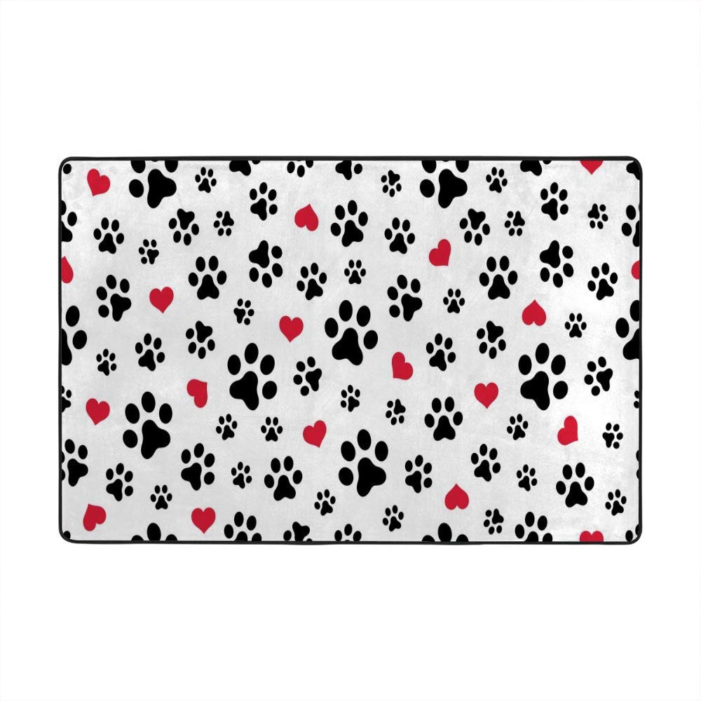 Tapis de sol pour cuisine et salon décoratif motif pattes de chien et cœur