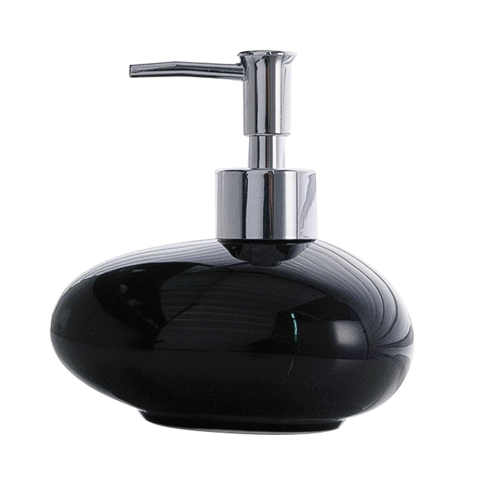 10.1oz Ceramic Lotion Dispenser Irregular Artistic Shape, ABS Pump, Non-Slip Base, Portable Soap(Nero)