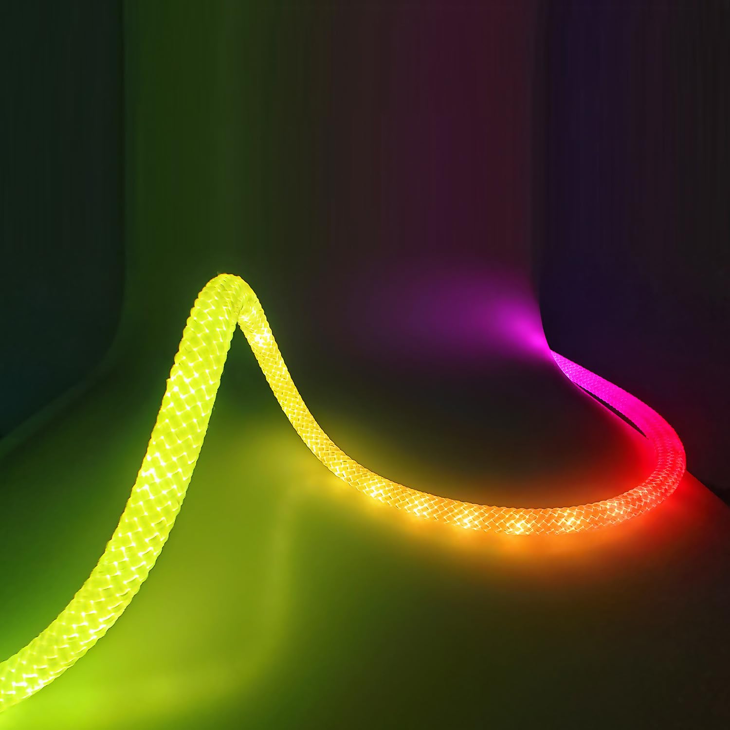 360度発光 RGBIC ledテープライト 5m 防水 間接照明 テープライト usb 5v 1600万色流れるledテープ 高輝度 調光調色 音楽連動 タイマー リモコン付き フレキシブル 編み込みロープライト 屋外/リビングルーム/寝室/キッチン/記念日/誕生日/祝日 (5 メートル)
