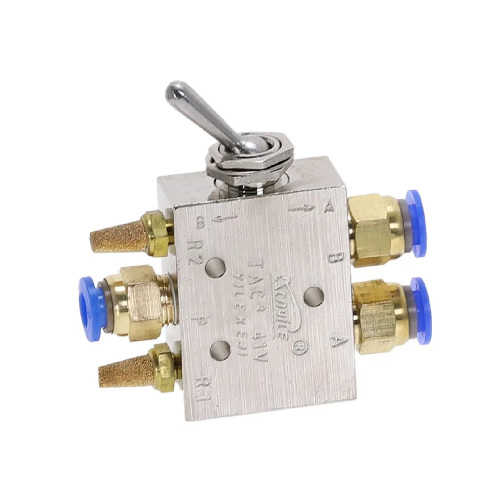 Srebrny odcień 1/20.3 cm BSP pneumatyczny 2-pozycyjny 5-kierunkowy przełącznik wyłączający pokrętło ręczny zawór mechaniczny HL2501-V TAC2-41V (kolor: bez okuć)