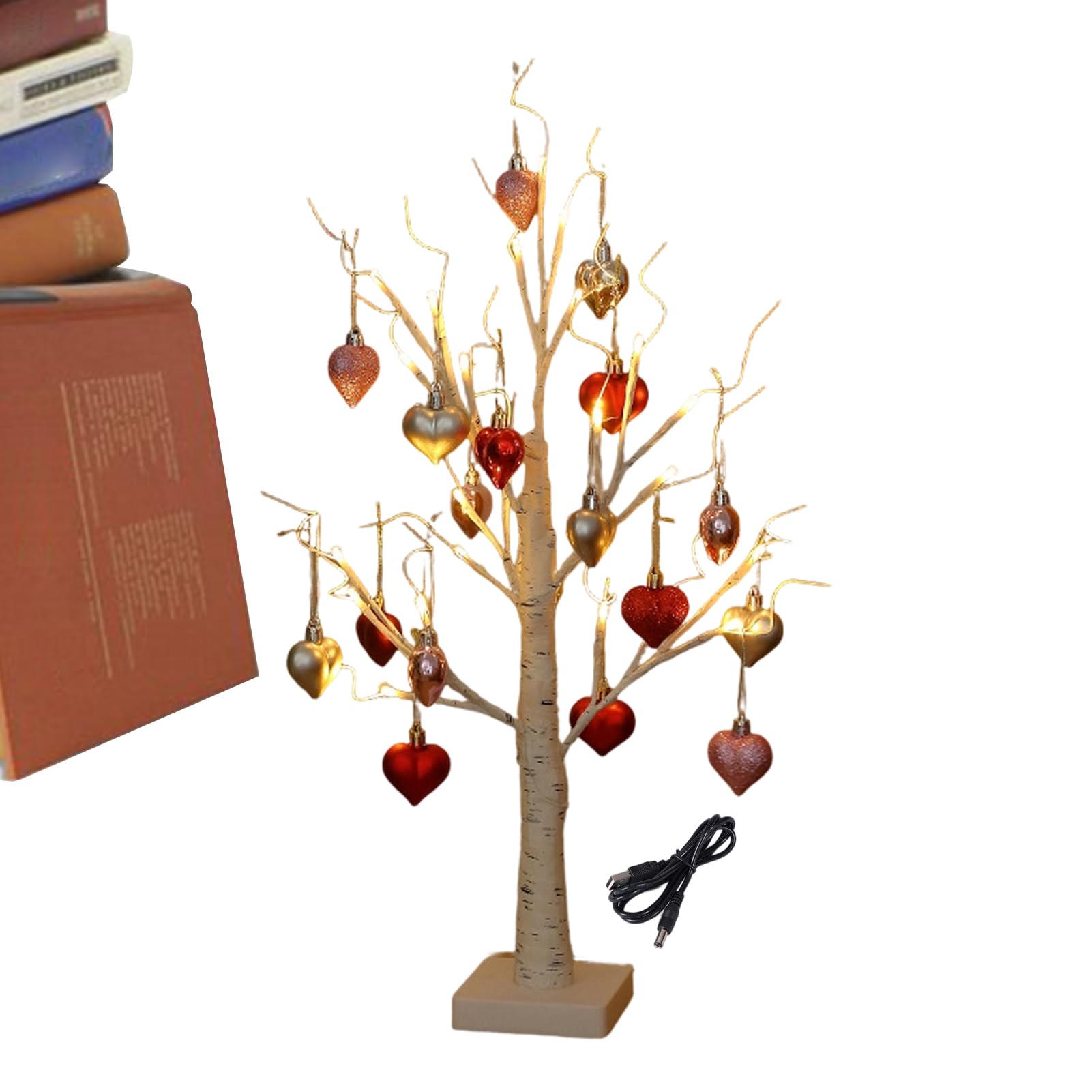 Arbre de bouleau avec lumières LED de 58 cm pour centre de table de mariage