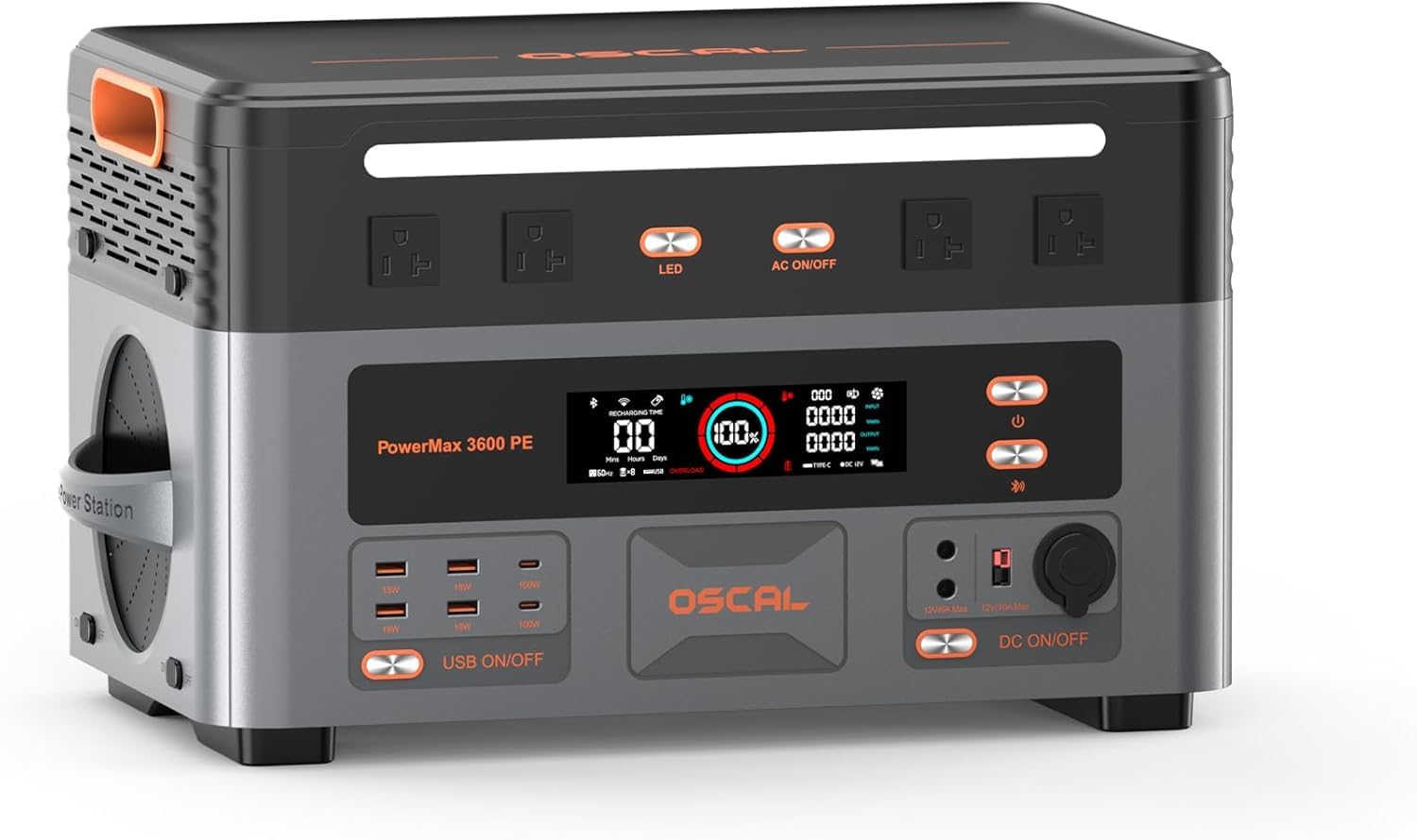 3600W Estacion de Energia Portatil PowerMax 3600 PE | 2016Wh LiFePO4 Mejorado, Batería de Gran Potencia, Generador Solar, Carga Rápida de 0-80% en 50 min para Camping, RV, Apagón