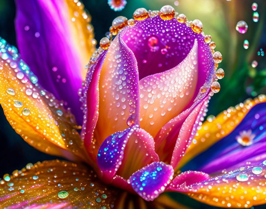 Poster fleur avec gouttes de rosée poésie naturelle SERENDIPITP