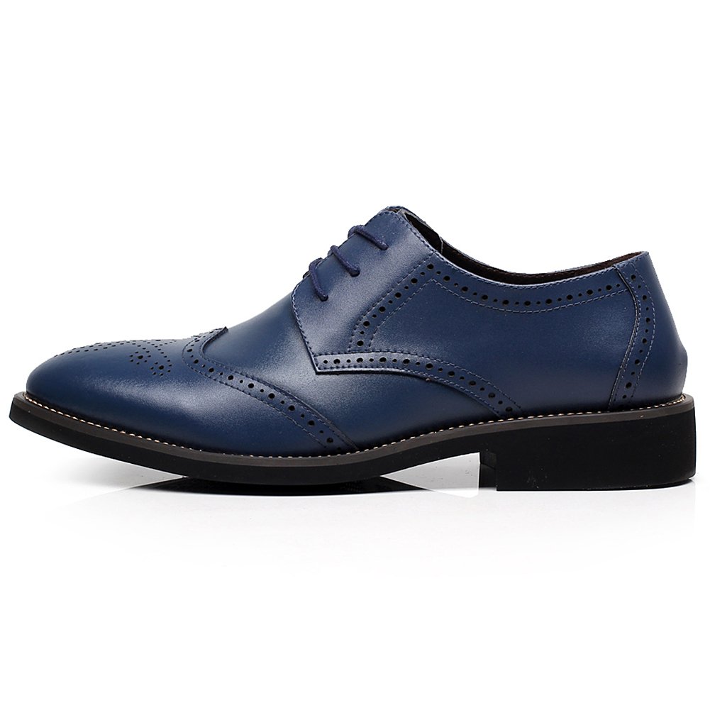 ANUFER Uomo Inteligente Punta Scarpe da Sera Allacciare Formale attività Commerciale Nozze Brogues Blu Marino P110 EU45