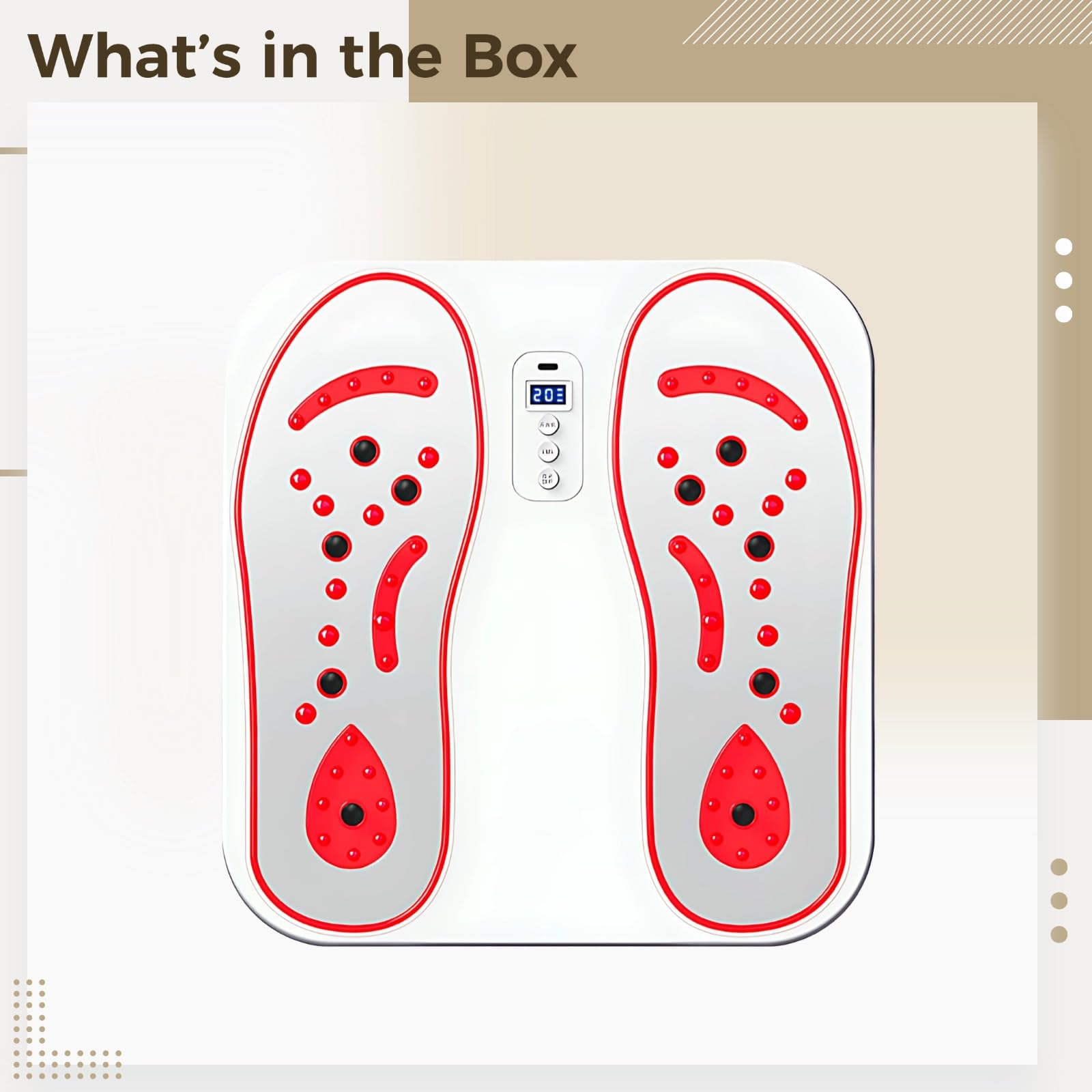 Appareil de massage des pieds EMS, machine électrique à microcourant pour fatigue musculaire et nerveuse, 8 modes, 20 niveaux d’intensité, lumière rouge, usage maison et bureau