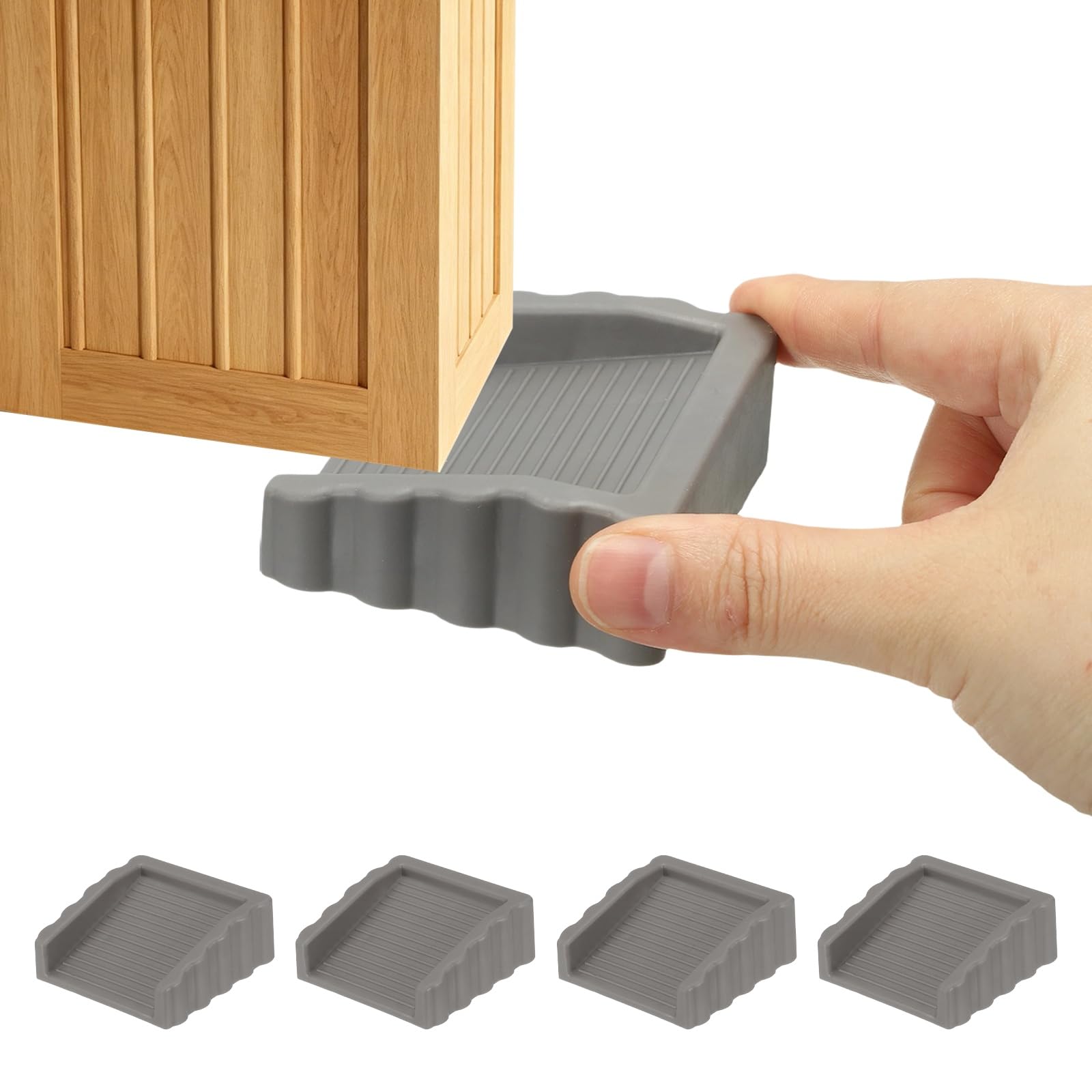sourcing map 4Pack Door Stoppers, 1 Inch Bidirectional Door Wedge Stoppers Anti-Slip Rubber Small Cube Doorstops for Bottom of Doors on Home Office Carpet Concrete Tile Wood, Grey