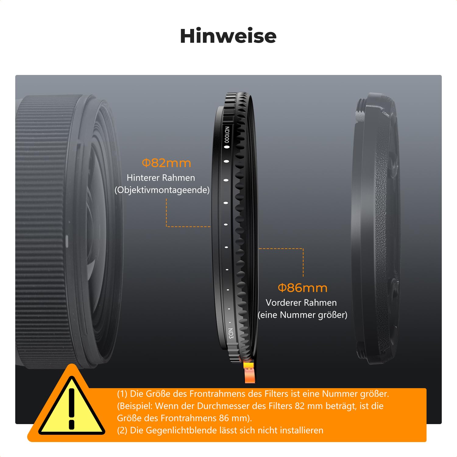 K&F CONCEPT Variabler ND Filter 67mm ND3-ND1000 Graufilter (1.5-10 Blendenstufen) （Nano-Xcel）