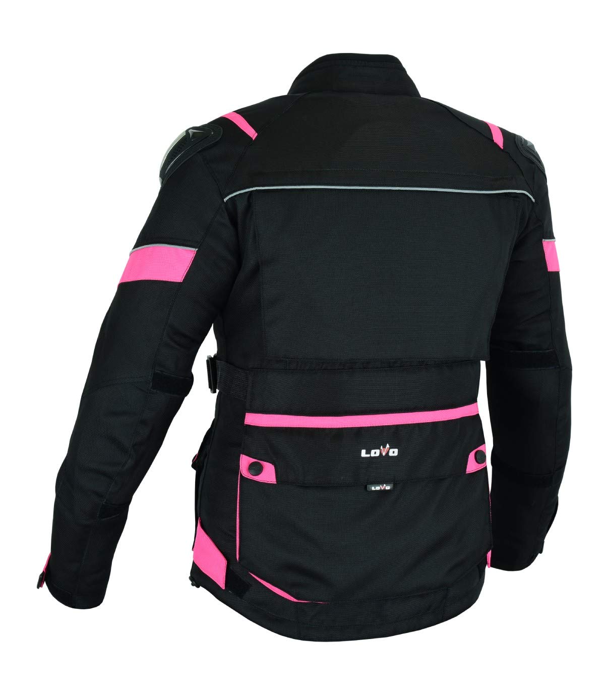 LOVO - Chaqueta Moto Tricapa 4 Estaciones Mujer - Chaqueta Moto Mujer Verano e Invierno con Protecciones - Longitud 3/4 Impermeable y Transpirable- Ideal para Ciudad, Carretera y Todas las Estaciones