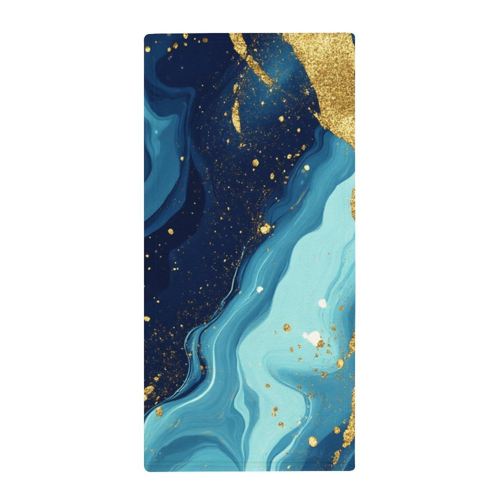 Anceky Luxury Hand & Face Towels, Blue Trippy Marble Ultra Soft Bath Towels for Hotels, Spa & Guest Bathrooms