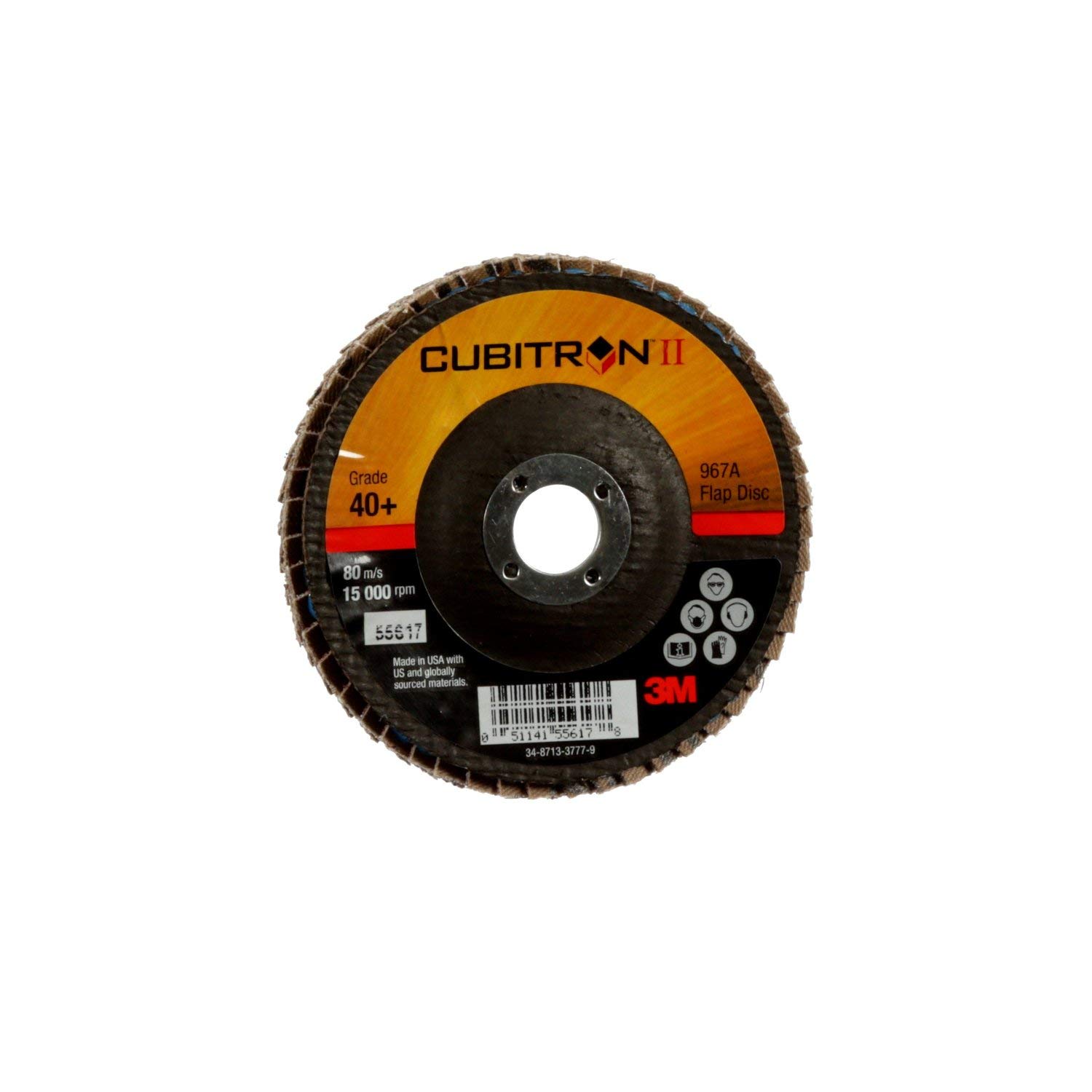 3M Cubitron II Flap Disc 967A, T29 4 x 5/8, 40+ Manufacturer Grade, Y-Weight (Pack of 10)