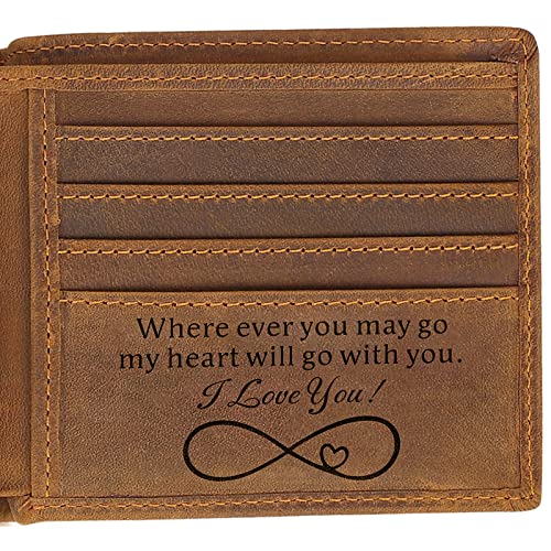 kullder Engraved Wallets for Men Leather Wallet Mens Personalized Gifts for Husband from Wife Custom Wallet Rfid for Man Love Boyfriend Gift Birthday Anniversary Christmas gift for Him