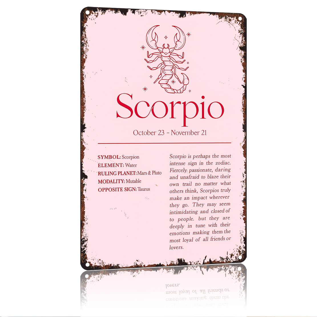 peiyeety Scorpio Funny 8x12 Inch Aluminum Vintage Metal Tin Signs-For Living Room Kitchen Bedroom Patio Porch Men'S Nest Wall Decor