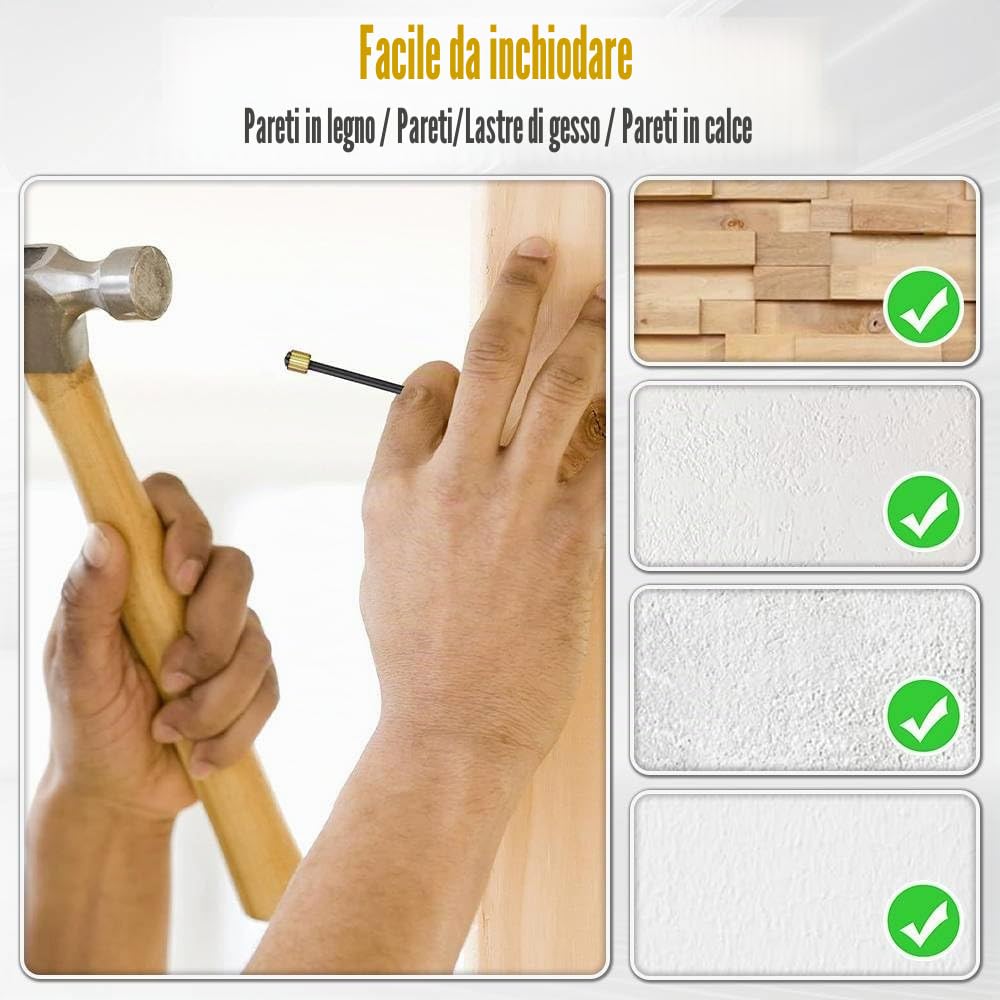 Dreamil Set di 50 chiodi per quadri, in ottone, con contenitore per unghie, per cornici, bacheche, tela (lunghezza 2,5 cm)