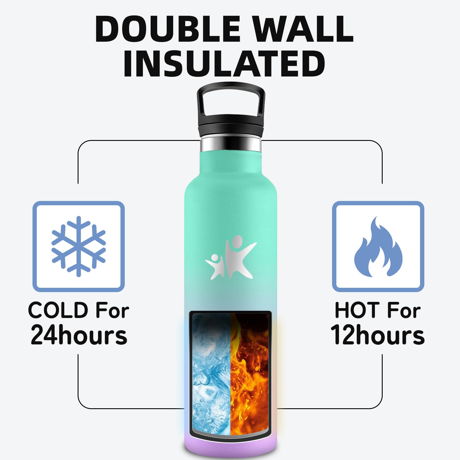 Borraccia Termica- Borraccia 1 litro- Bottiglia Termica Senza Perdite- Borracce Termiche- Mantiene Caldo per 12 Ore/Freddo 24 Ore, Borracce Termiche per Fitness, Trekking, Campeggio, Yoga