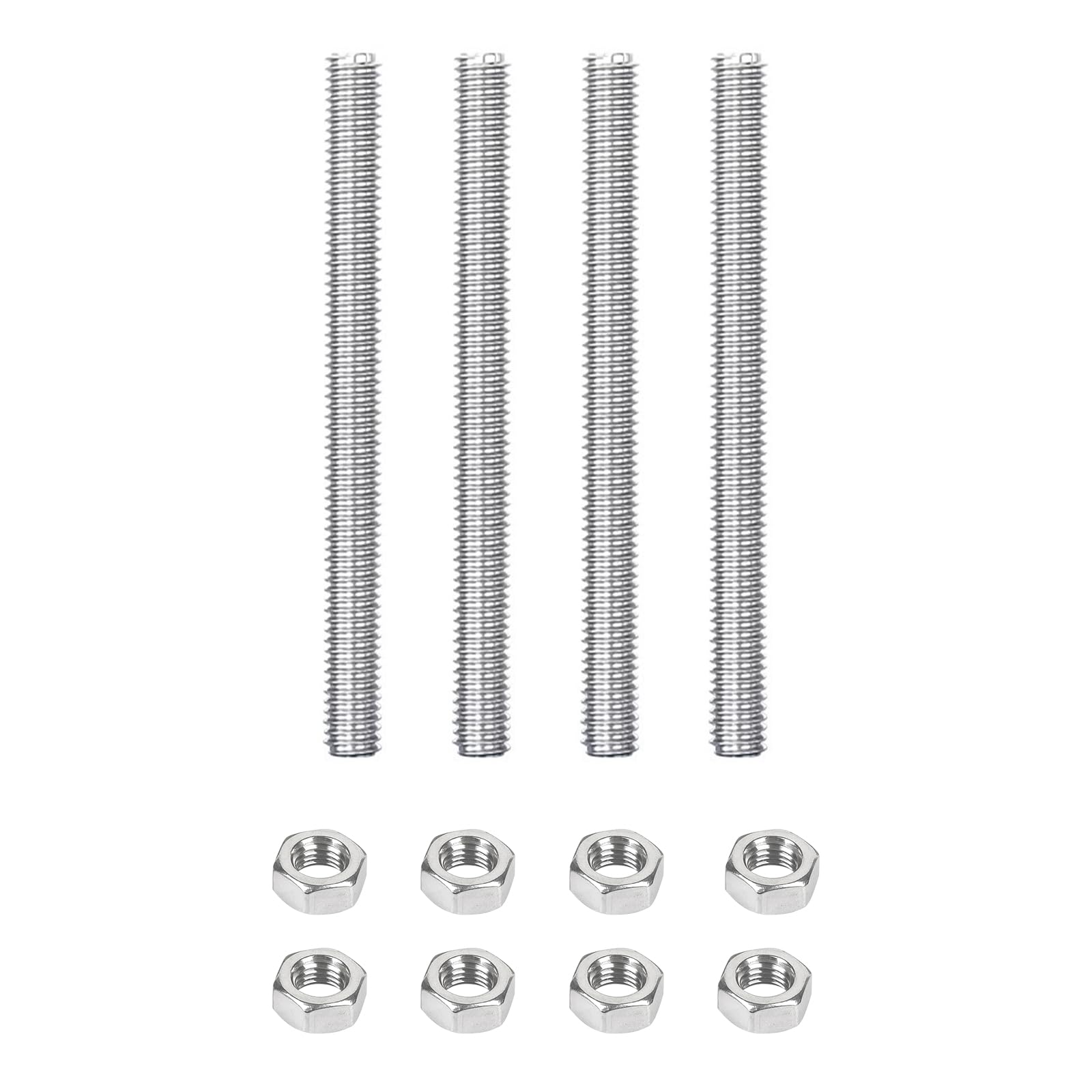 Lot de 4 tiges filetées M6 x 200 mm, avec 8 écrous hexagonaux, en acier inoxydable 304, pour un usage domestique ou industriel