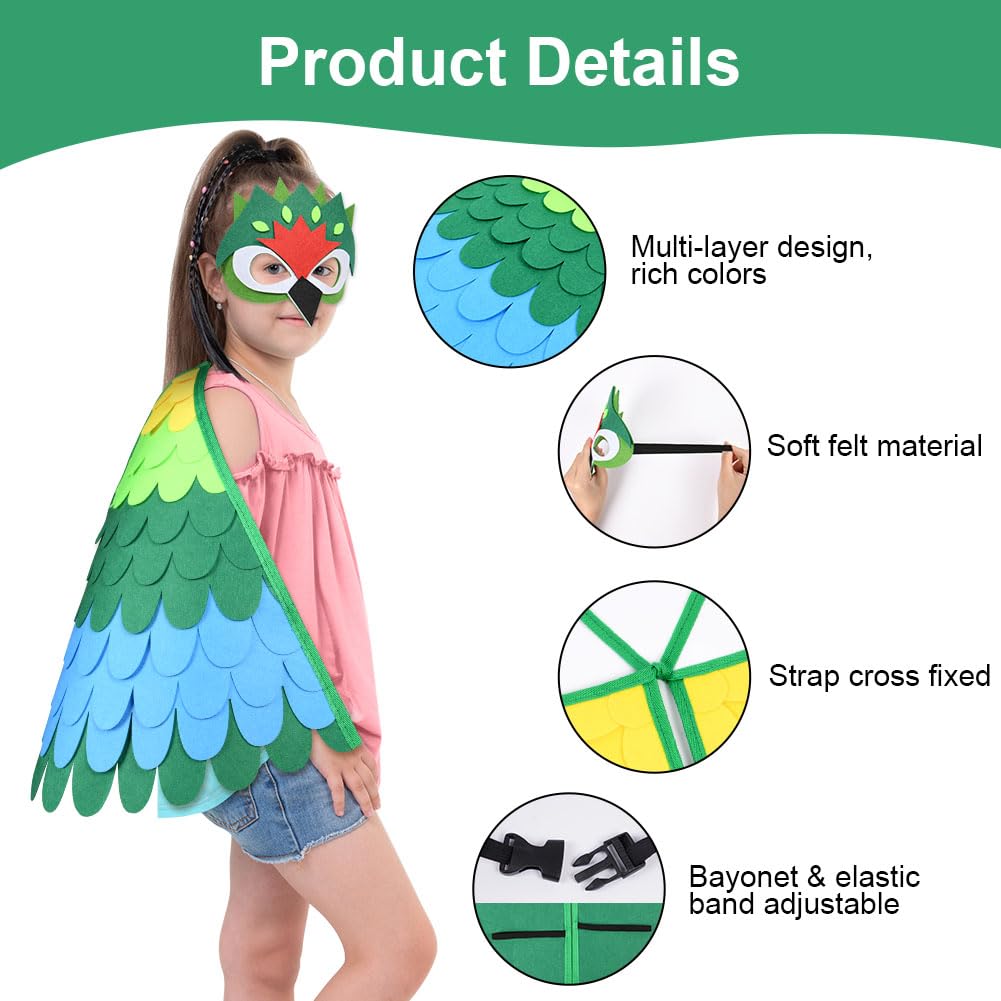 URAQT Felt Bird Capes Wings, Kid Bird Wing Costume Set including Felt Eye Mask - Image 2