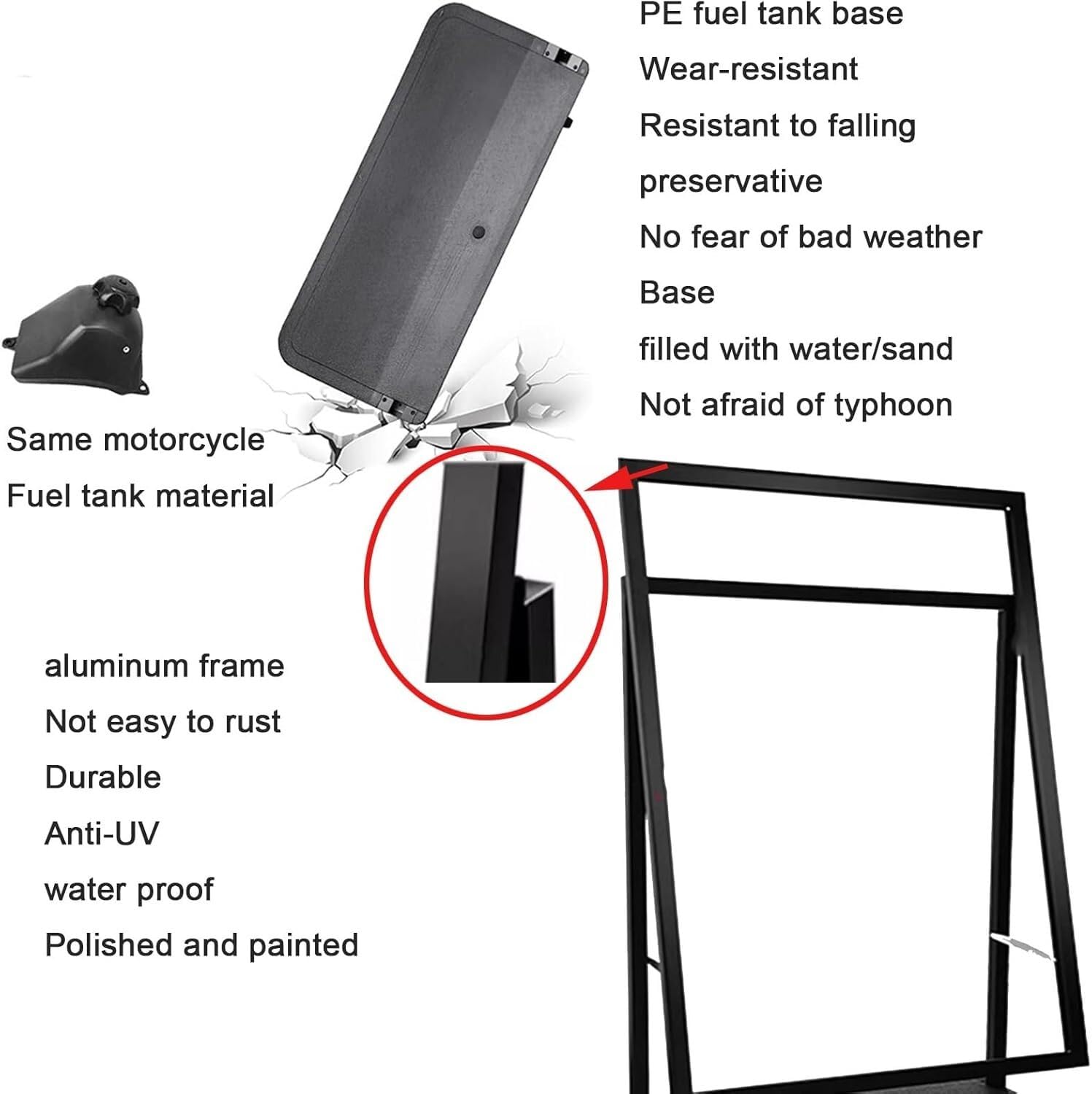 Stojak billboardowy Stojak na plakaty Działania Wyświetlacz Stojak na tablicę Wtyczka Zmień ramkę do malowania Tablica z napisami(Black B-45x25x15.7in)