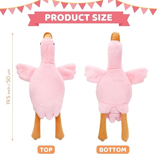 Vista 17 de Lenwen Peluche de ganso gigante de 51.2 pulgadas, peluche grande de pato suave, linda almohada de ganso, regalos de fiesta de cumpleaños para niños