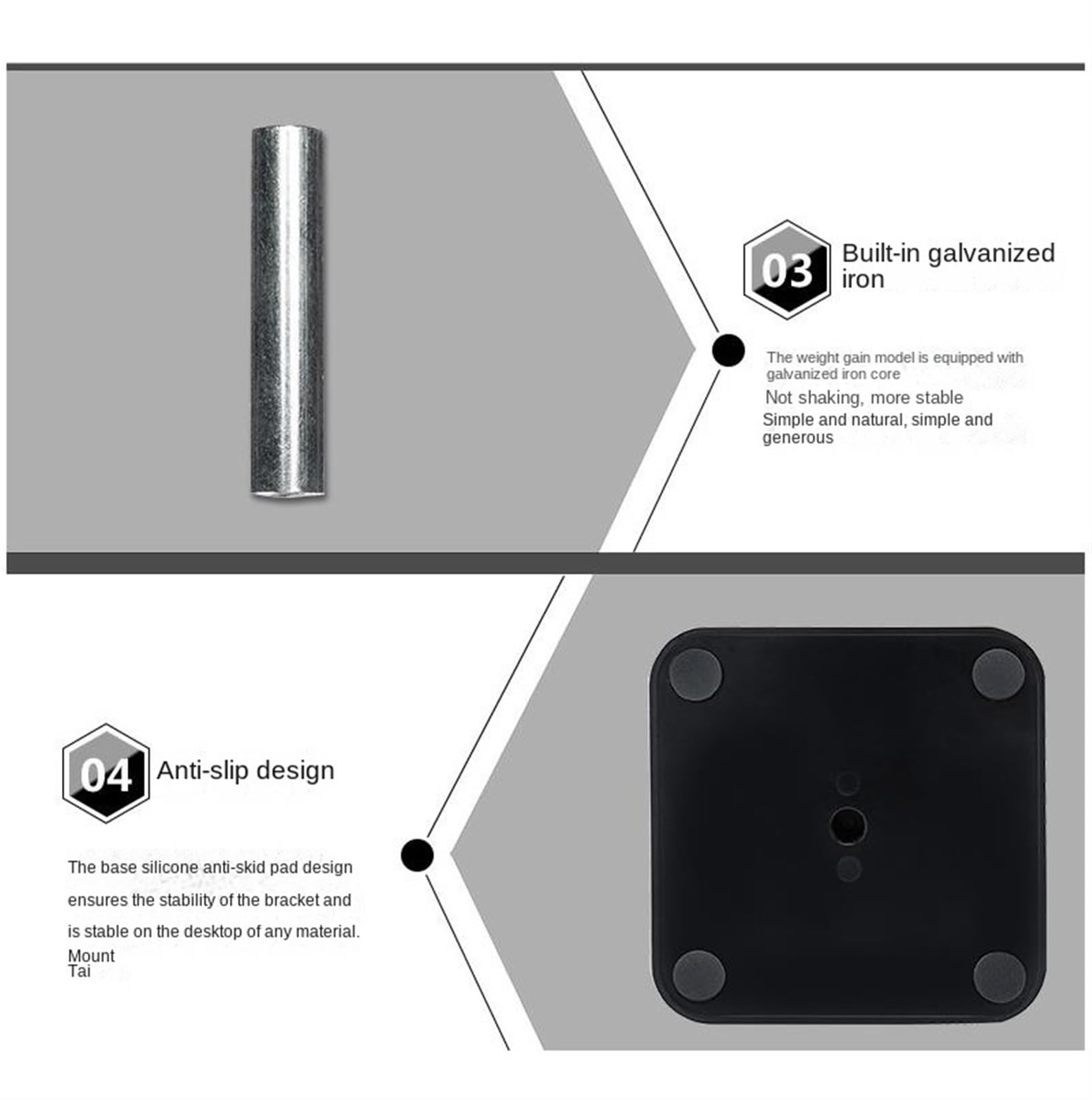 Supporto for gancio staccabile, espositore da scrivania, supporto for cuffie(Black)