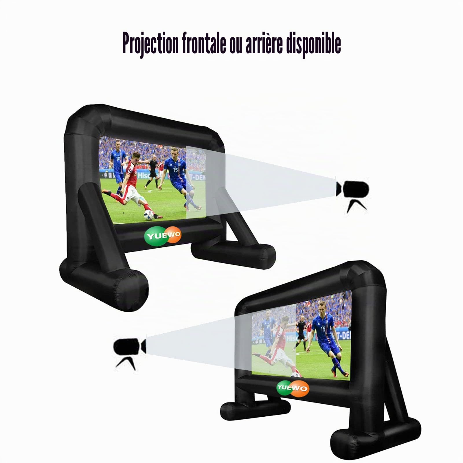 Fayelong Écran De Projecteur Vidéo Extérieur?Écran pour Vidéoprojecteur Gonflable avec Sac De Transport écrans De Projection TV Et Home Cinema (Souffleur Intégré)