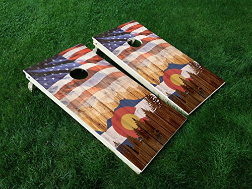 DISTRESSED Colorado 15 Colorado State FLAG CORNHOLE WRAP SET Vinyl Board DECAL Baggo Bag Toss Boards MADE IN the USA