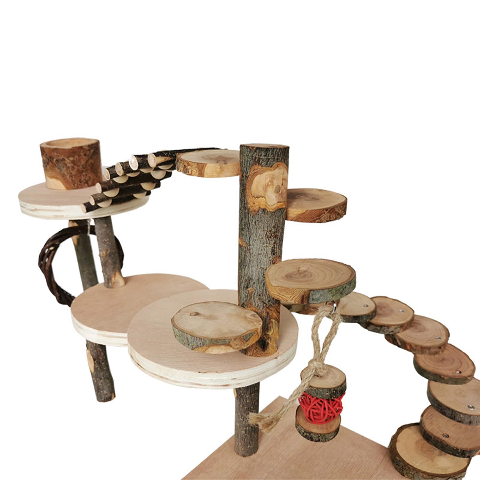 Escalera de madera segura y atractiva, juguete para hámster, adecuado para crear un ambiente estimulante para hacer ejercicio, plataforma de hámster con escalera