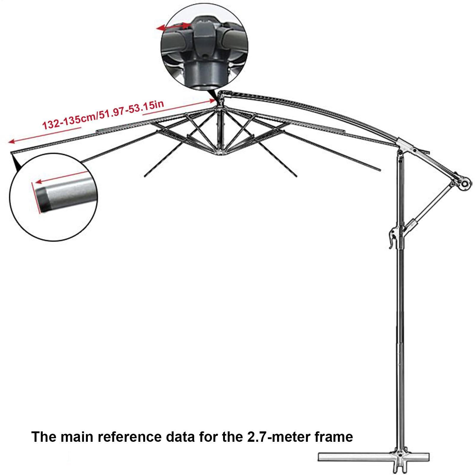 Toit de Remplacement pour Parasol Fixation 8 Baleines Protection UV