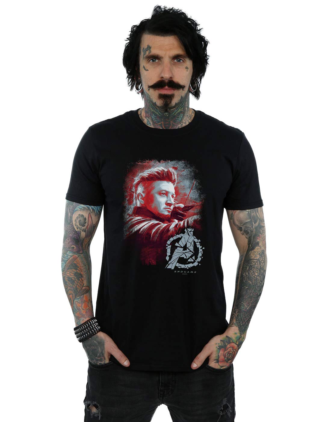 Absolute Cult Men's Black Marvel Avengers Endgame Hawkeye Brushed T-Shirt XX-Large