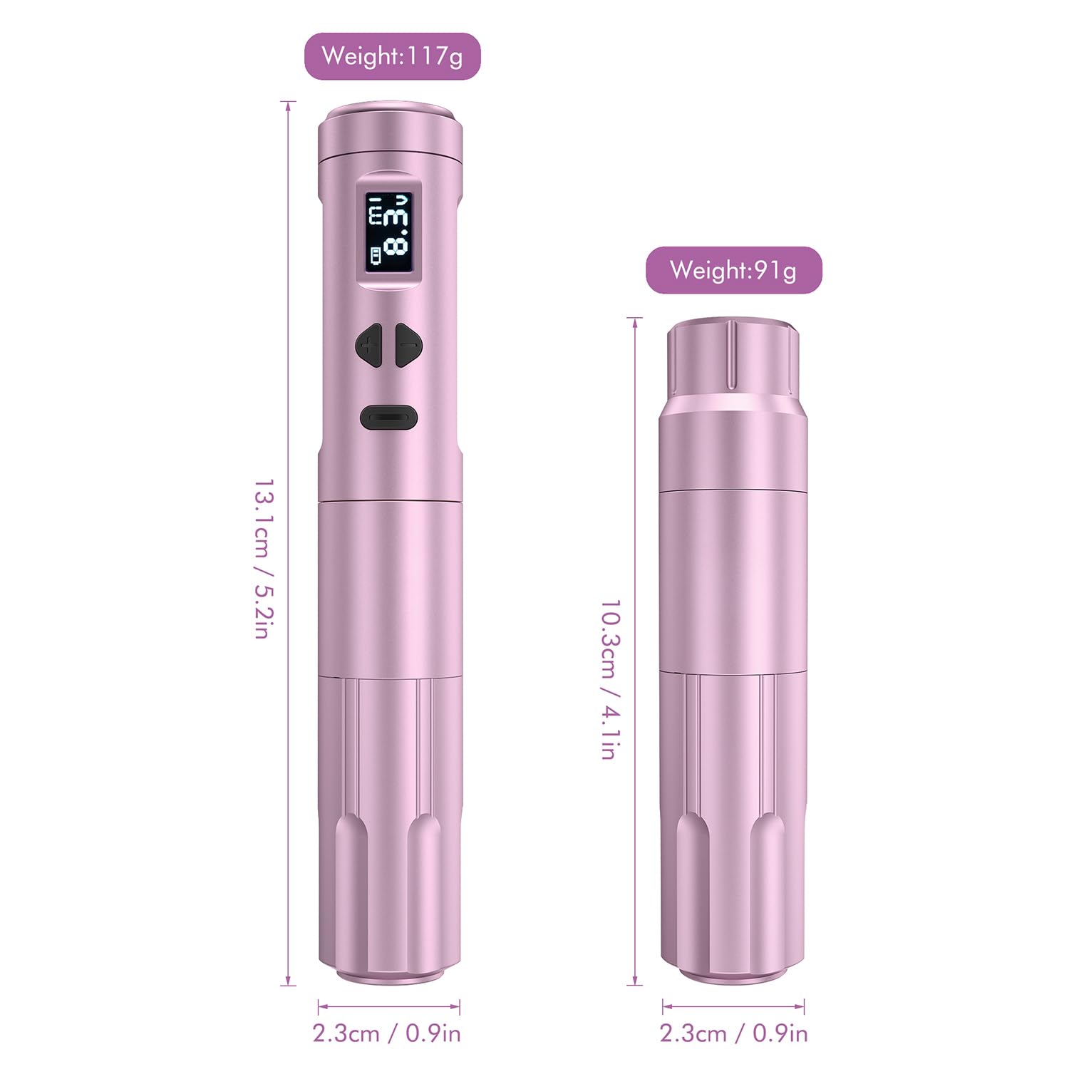 TATELF Kit de máquina de maquillaje semipermanent de Inalambrica con 2 Batería de Alimentación 10 cartuchos agujas para principiantes (Rosa)