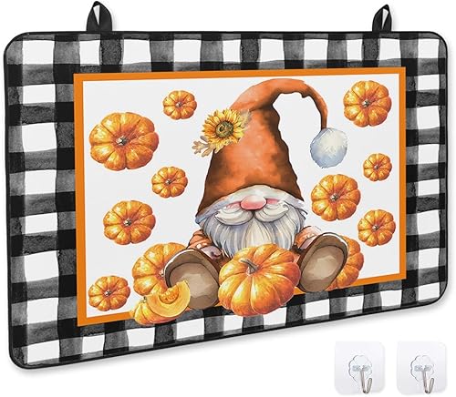 Cubierta de estufa para estufa eléctrica, calabazas de gnomo naranja otoñal, cubierta superior de estufa a cuadros de búfalo negro y blanco para disponible en Yaxa Peru