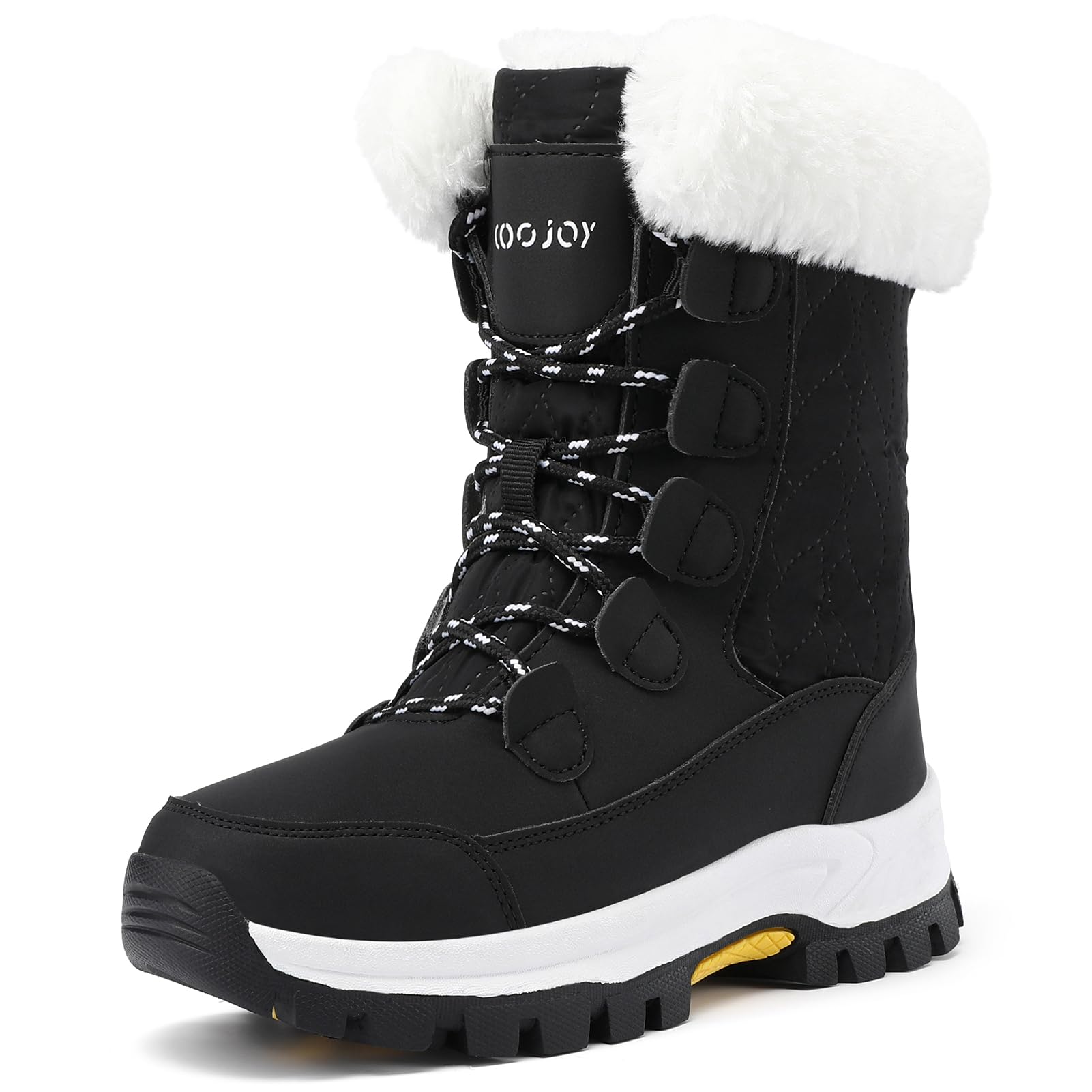 COOJOYWomens Winter Snow Boots Waterproof Shoes Walking Comfortable Hiking  Tennis Booties Furry Mid Calf Warm Lightweight